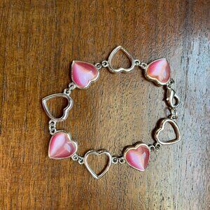 Bundle 3 for $12. Pink Heart Link Bracelet. Silver Tone